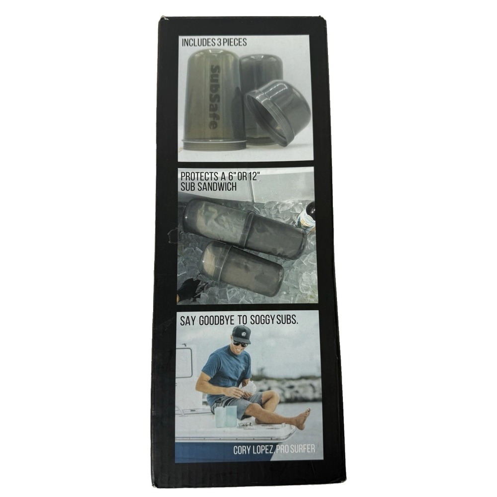 SubSafe 3-Piece Sub Sandwich Container, Charcoal Grey